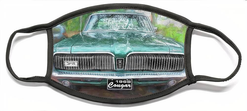 1968 Green Mercury Cougar Face Mask featuring the photograph 1968 Mercury Cougar X102 by Rich Franco