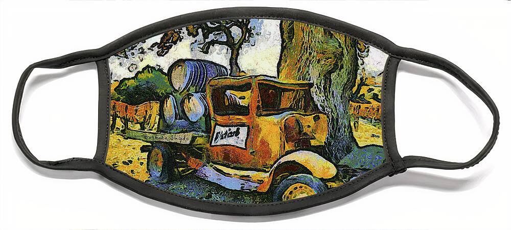 Barbara Snyder Face Mask featuring the photograph Blackjack Winery Truck Santa Ynez California #2 by Barbara Snyder