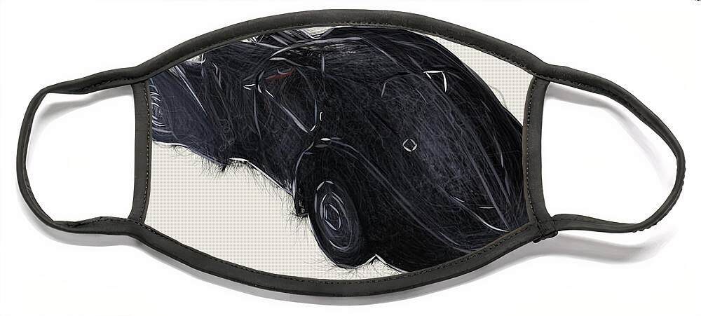 Bugatti Face Mask featuring the digital art Bugatti Type 57SC Atlantic Coupe Drawing #2 by CarsToon Concept