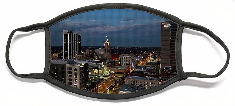 Fort Wayne Skyline Face Mask featuring the photograph Fort Wayne Indiana skyline at night by Eldon McGraw