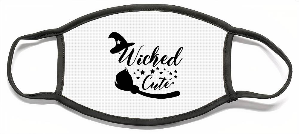 Funny Halloween Gifts Face Mask featuring the digital art Funny Halloween Gifts - Wicked Cute #2 by Caterina Christakos