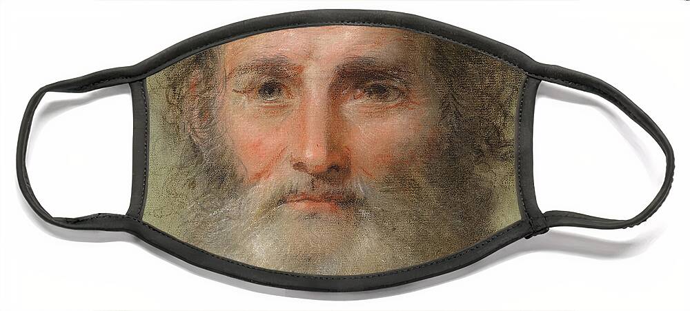 Benedetto Luti Face Mask featuring the drawing Head of a Bearded Man #3 by Benedetto Luti