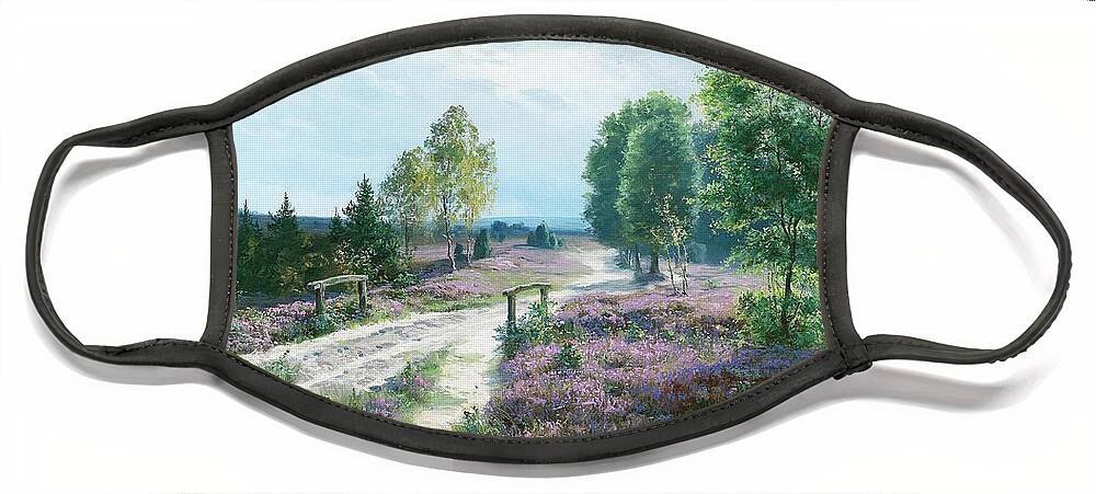 Church Face Mask featuring the painting Jeanne Marguerite Lecadre in the Garden #2 by MotionAge Designs