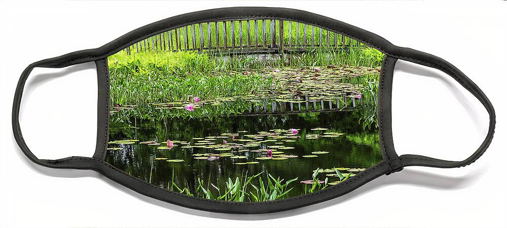 America Face Mask featuring the photograph Lily Pond Bridge #2 by Susan Cole Kelly