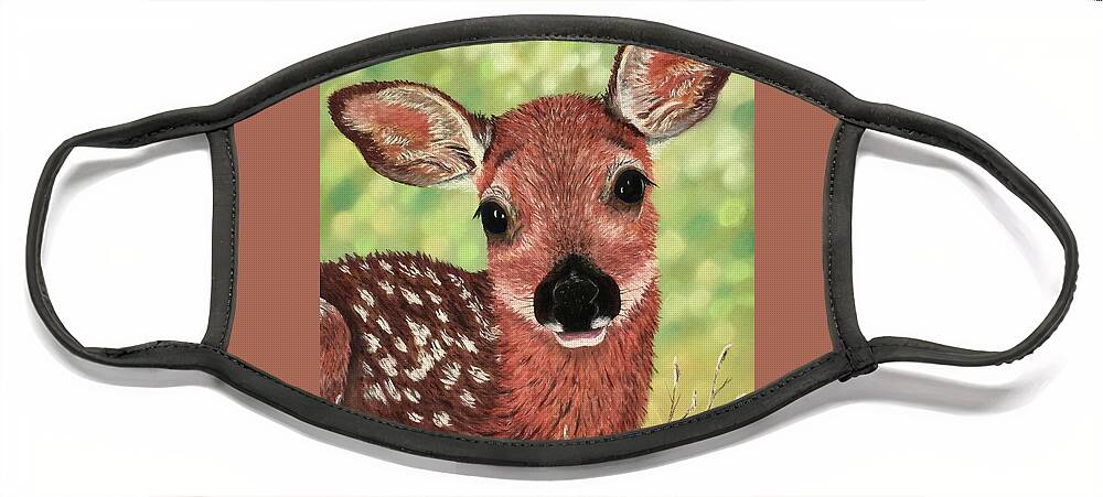 Deer Face Mask featuring the pastel Little Fawn #1 by Lyn DeLano