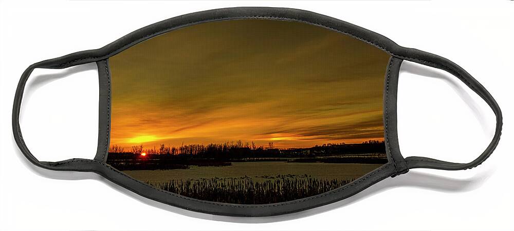 Sunset Face Mask featuring the photograph Prairie Winter Sunset #2 by Phil And Karen Rispin