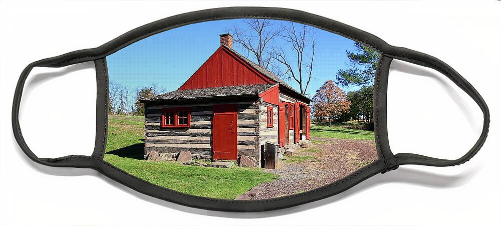 Landscape Face Mask featuring the photograph Red Barn at Daniel Boone Homestead, PA #2 by Susan Jensen