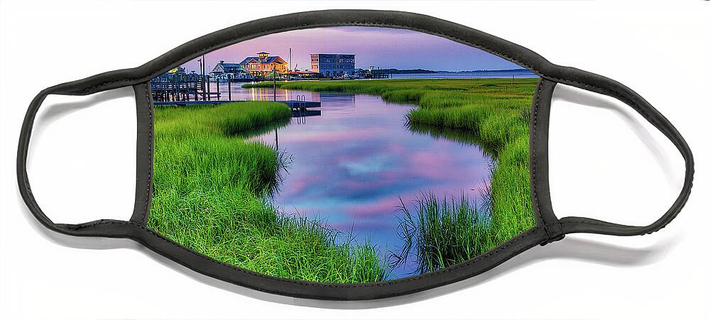 Southport Face Mask featuring the photograph Southport Salt Marsh Sunrise #2 by Nick Noble