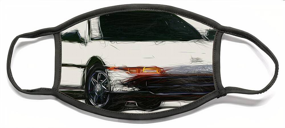 Toyota Face Mask featuring the digital art Toyota MR2 Car Drawing #2 by CarsToon Concept