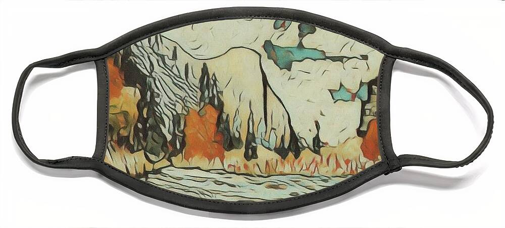 Mountains Face Mask featuring the painting Yosemite Valley #2 by Kurt Hausmann