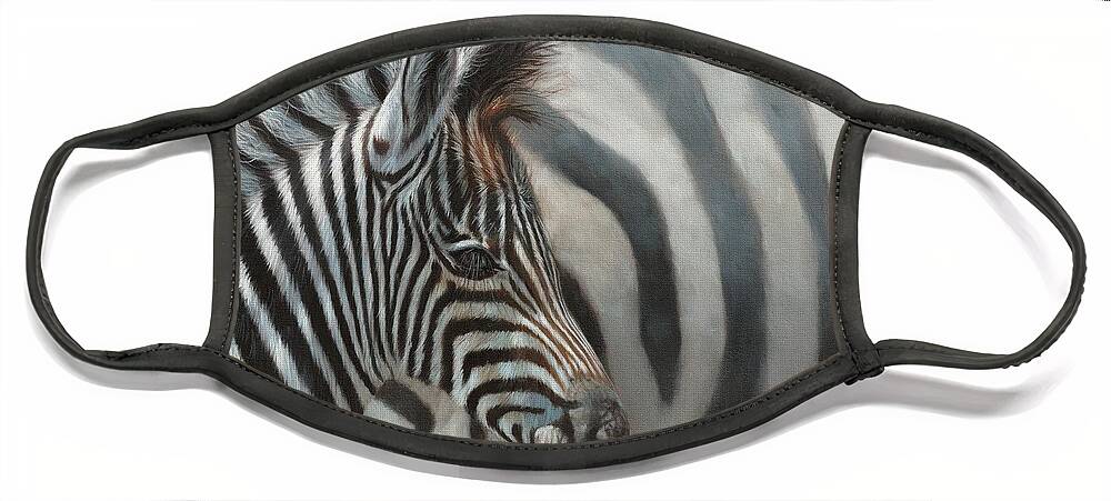 Zebra Face Mask featuring the painting Zebra Foal by David Stribbling