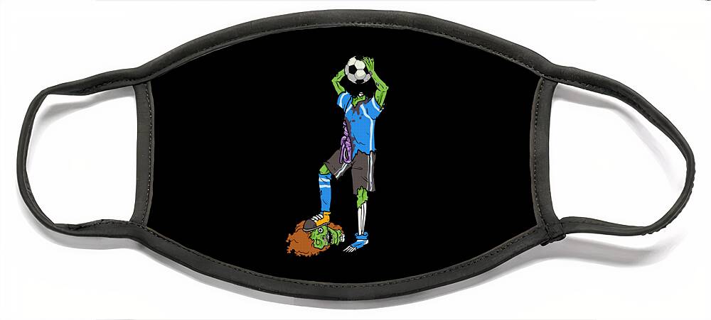 Ball Sport Face Mask featuring the digital art Zombie Footballer Halloween Soccer Player #2 by Mister Tee
