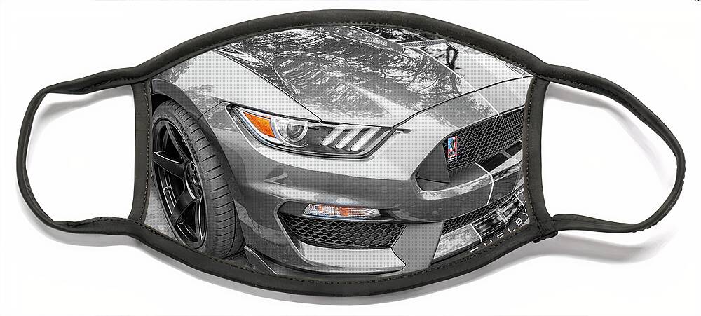 2017 Silver Ford Shelby Mustang Gt350 Face Mask featuring the photograph 2017 Silver Ford Shelby Mustang GT350 X230 by Rich Franco