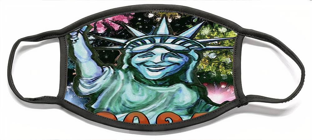 New Year Face Mask featuring the digital art 2023 Lady Liberty by Kevin Middleton