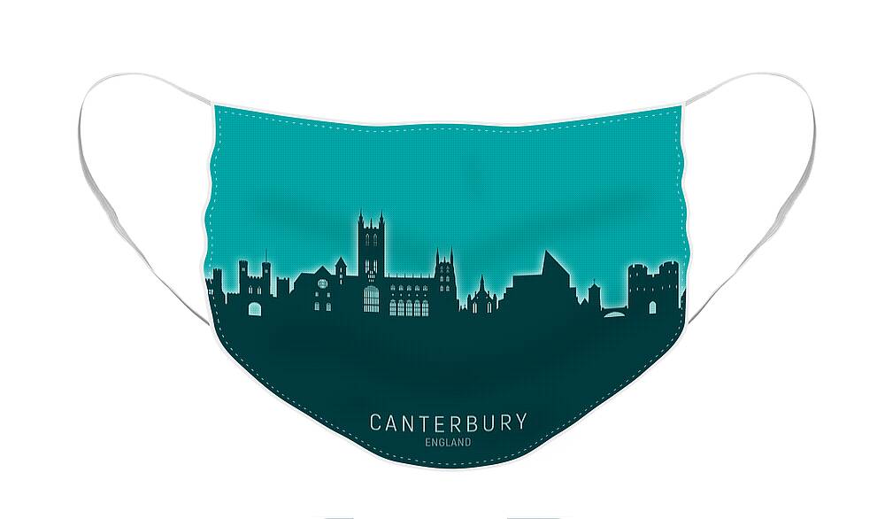 Canterbury Face Mask featuring the digital art Canterbury England Skyline #22 by Michael Tompsett