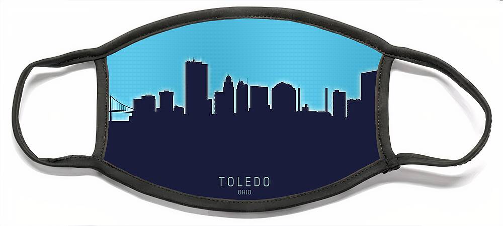 Toledo Face Mask featuring the digital art Toledo Ohio Skyline #22 by Michael Tompsett