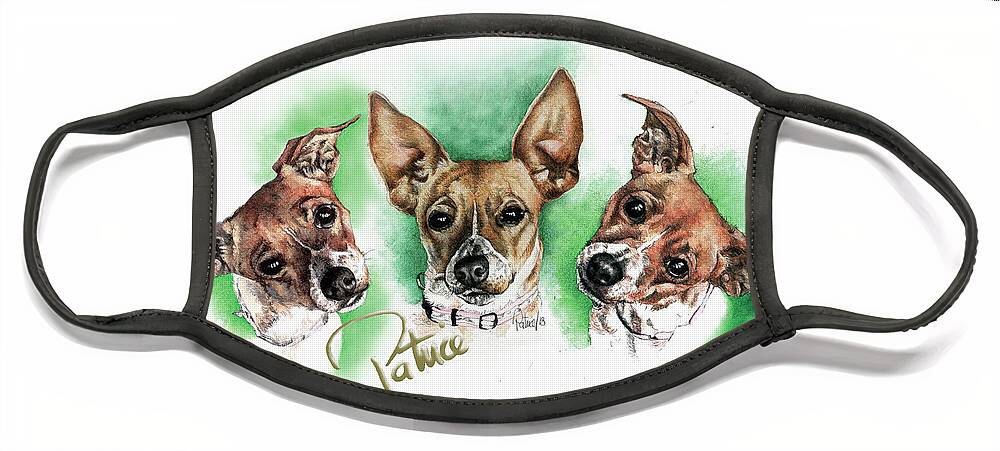 Watercolour Painting By Patrice Face Mask featuring the painting 3 Faces of Foxy by Patrice Clarkson