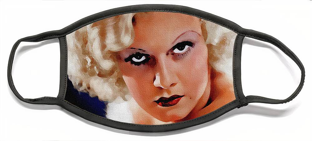 Jean Face Mask featuring the painting Jean Harlow #5 by Movie World Posters