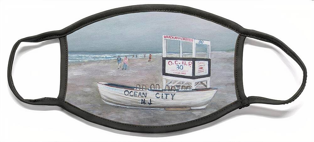 Painting Face Mask featuring the painting 30th Street Ocean City by Paula Pagliughi