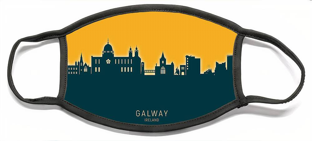 Galway Face Mask featuring the digital art Galway Ireland Skyline #32 by Michael Tompsett