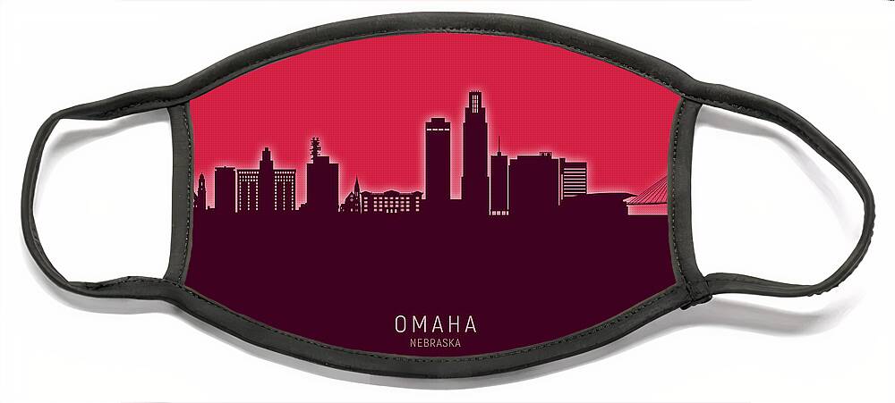 Omaha Face Mask featuring the digital art Omaha Nebraska Skyline #35 by Michael Tompsett