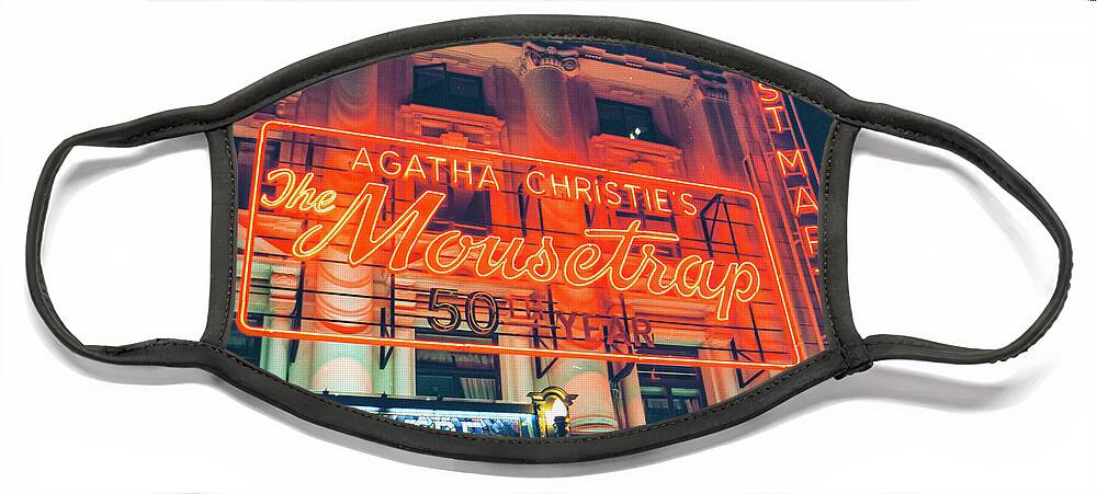 London Face Mask featuring the photograph 35mm Film image of Agatha Christie's The Mousetrap by Matthew Bamberg