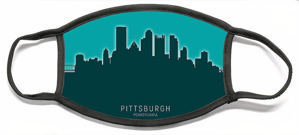 Pittsburgh Face Mask featuring the digital art Pittsburgh Pennsylvania Skyline #36 by Michael Tompsett