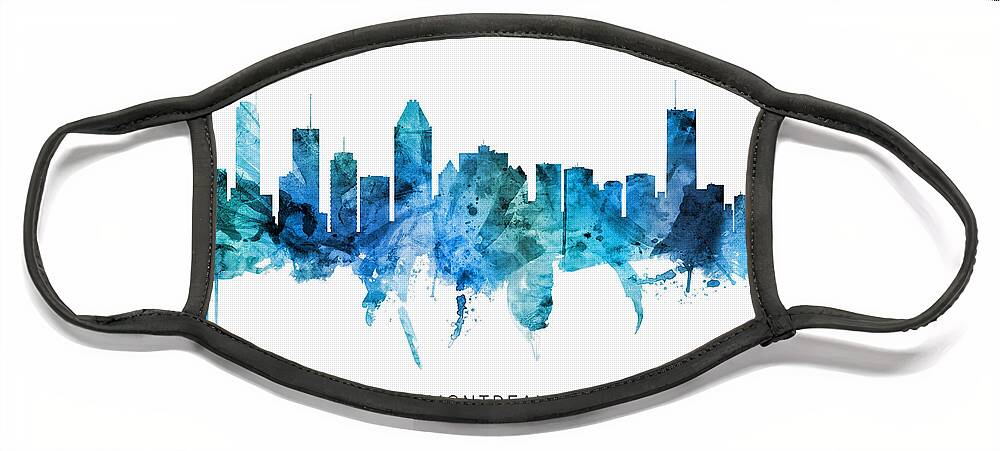 Montreal Face Mask featuring the digital art Montreal Canada Skyline #39 by Michael Tompsett