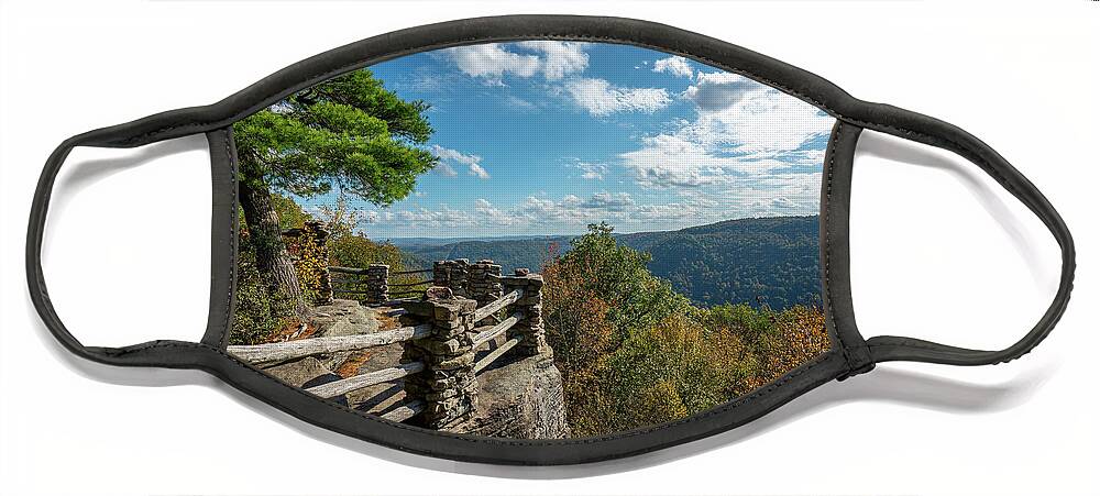 Cheat River Canyon Face Mask featuring the photograph Coopers Rock state park overlook over the Cheat River in West Vi #4 by Steven Heap