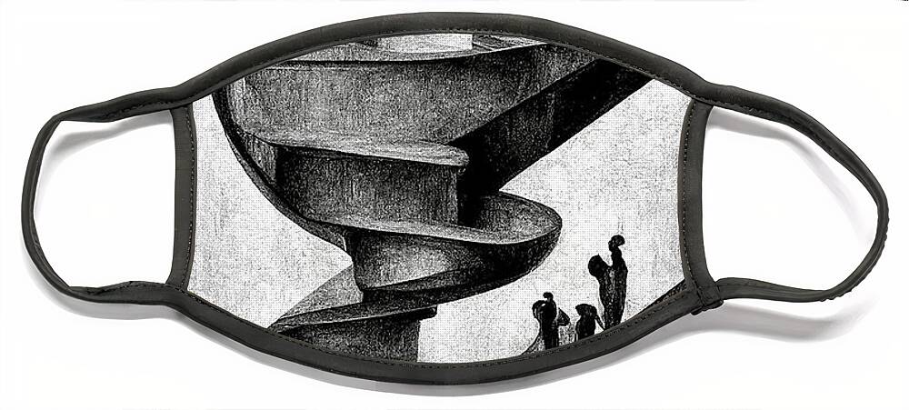 M.c. Escher Face Mask featuring the digital art Interpretation of Escher's Infinite Stairs by Sabantha