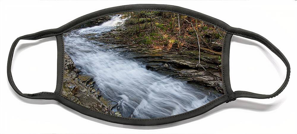 Hike Face Mask featuring the photograph Rushing Water by Phil Perkins