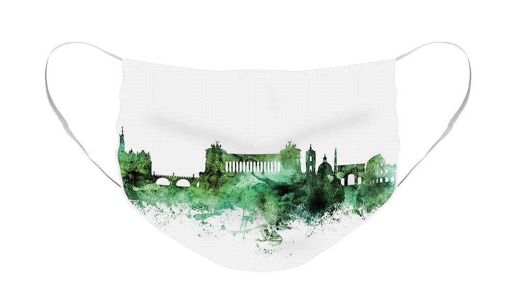 Rome Face Mask featuring the digital art Rome Italy Skyline #42 by Michael Tompsett