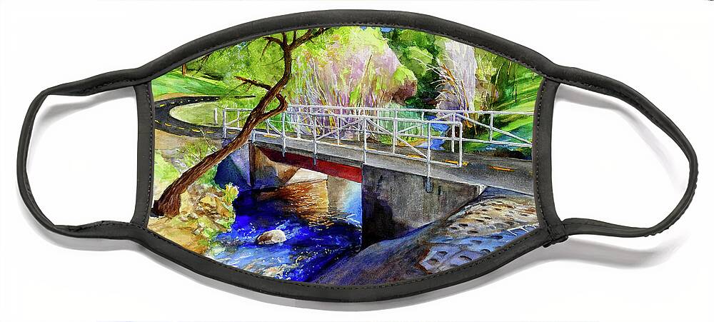 Placer Arts Face Mask featuring the painting #437 Miner's Ravine #437 by William Lum