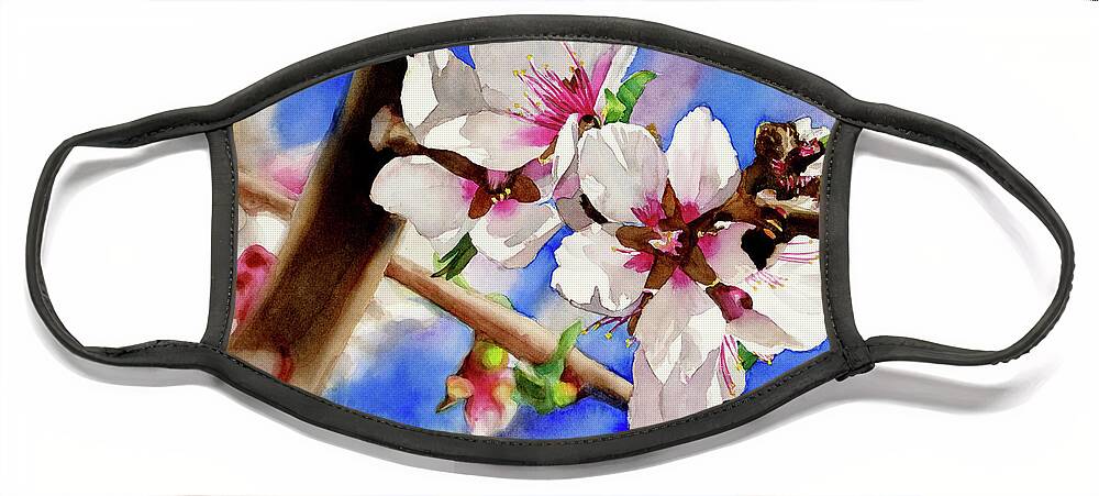 Roseville Artist Face Mask featuring the painting #543 Almond Blossoms #543 by William Lum