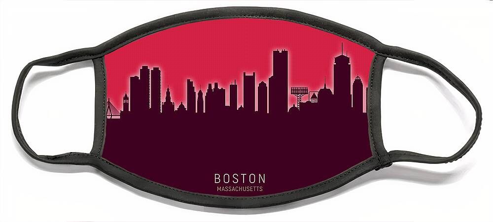 Boston Face Mask featuring the digital art Boston Massachusetts Skyline #56 by Michael Tompsett