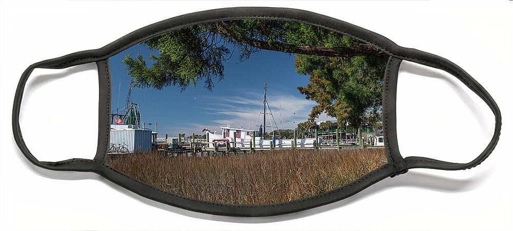 Shem Creek Face Mask featuring the photograph River Reaches the Sea - Shem Creek by Dale Powell