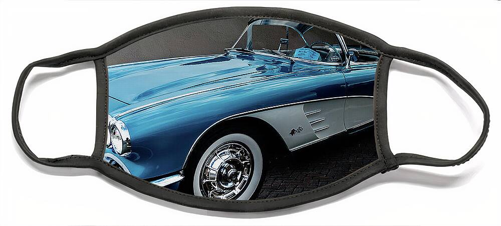 Corvette Face Mask featuring the mixed media 59 Corvette by Jim Hatch