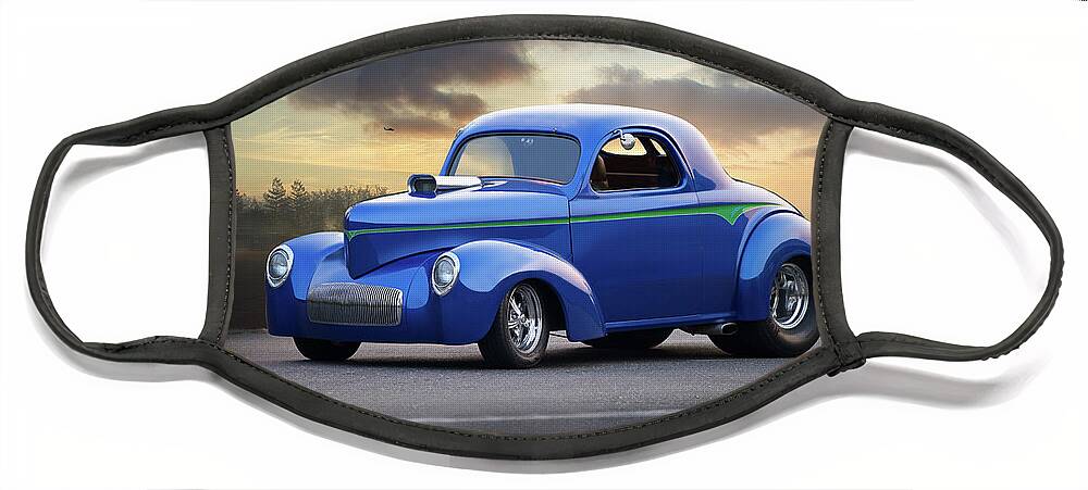 1941 Willys Coupe Face Mask featuring the photograph 1941 Willys 'Three-Window' Coupe #6 by Dave Koontz