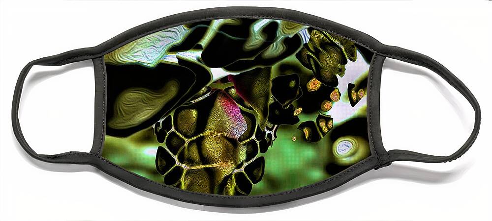 Sea Creatures Face Mask featuring the digital art Golden Turtle 6 by Aldane Wynter