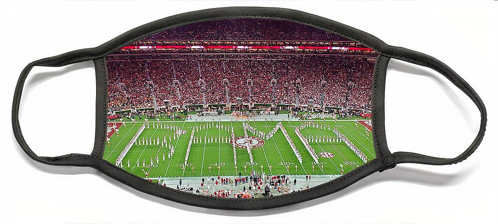 Gameday Face Mask featuring the photograph Night Panorama Bryant-Denny Stadium by Kenny Glover
