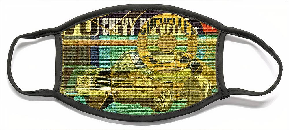 70 Chevy Face Mask featuring the digital art 70 Chevy / AMT Chevelle by David Squibb