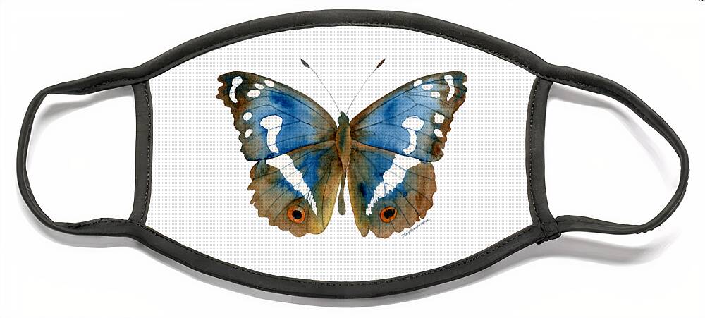 Apatura Iris Face Mask featuring the painting 78 Apatura Iris Butterfly by Amy Kirkpatrick