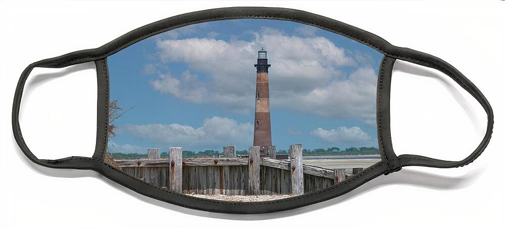 Morris Island Lighthouse Face Mask featuring the photograph Folly Beach - Morris Island Lighthouse - Charleston SC Lowcountry8247 by Dale Powell