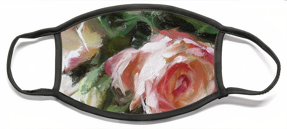  Face Mask featuring the painting A Bunch of Roses Detail 2 by Roxanne Dyer