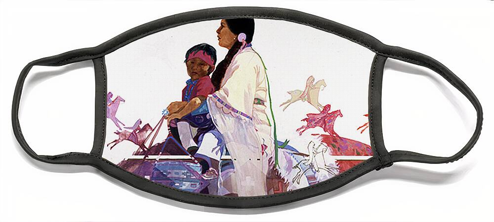 Mother & Children Face Mask featuring the painting A Child's Dreams by Betty Jean Billups