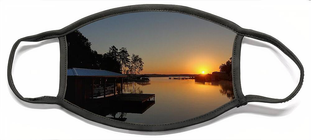 Sunrise Face Mask featuring the photograph A Clear And Pretty Lake Sinclair Sunrise by Ed Williams
