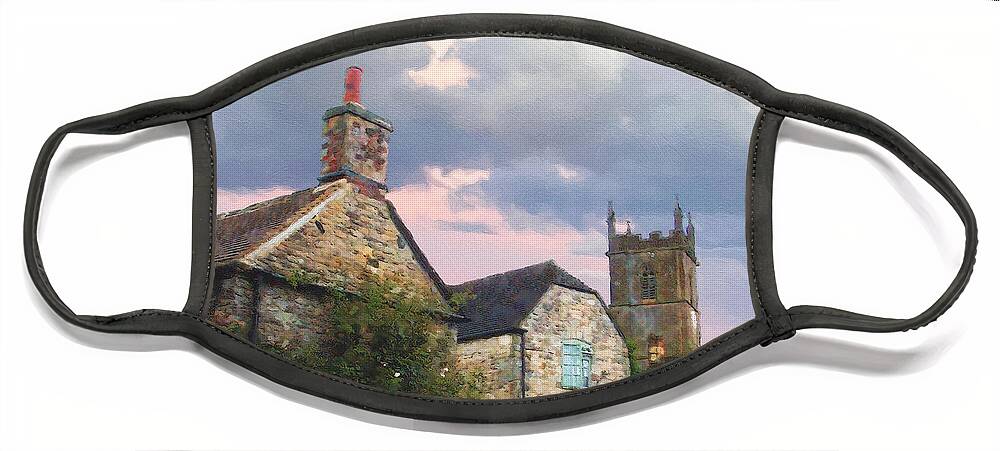 Downton Abbey Face Mask featuring the photograph A Courtyard in Stow by Brian Watt