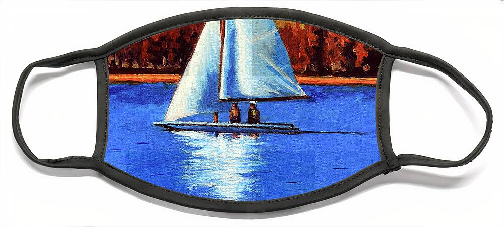 Sail Boat Face Mask featuring the painting A Day Sailing by John Lautermilch