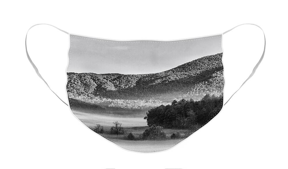 Great Smoky Mountains Face Mask featuring the photograph A Foggy Cades Cove Morning by Bob Decker