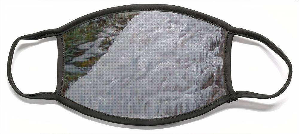 Water Face Mask featuring the painting A Frozen Falls in Virginia by Douglas Ann Slusher